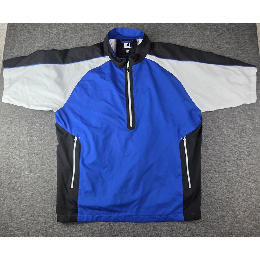 FootJoy Windbreaker Men 2XL Blue Pullover 1/4 Zip Short Sleeve Golf Jacket 0095